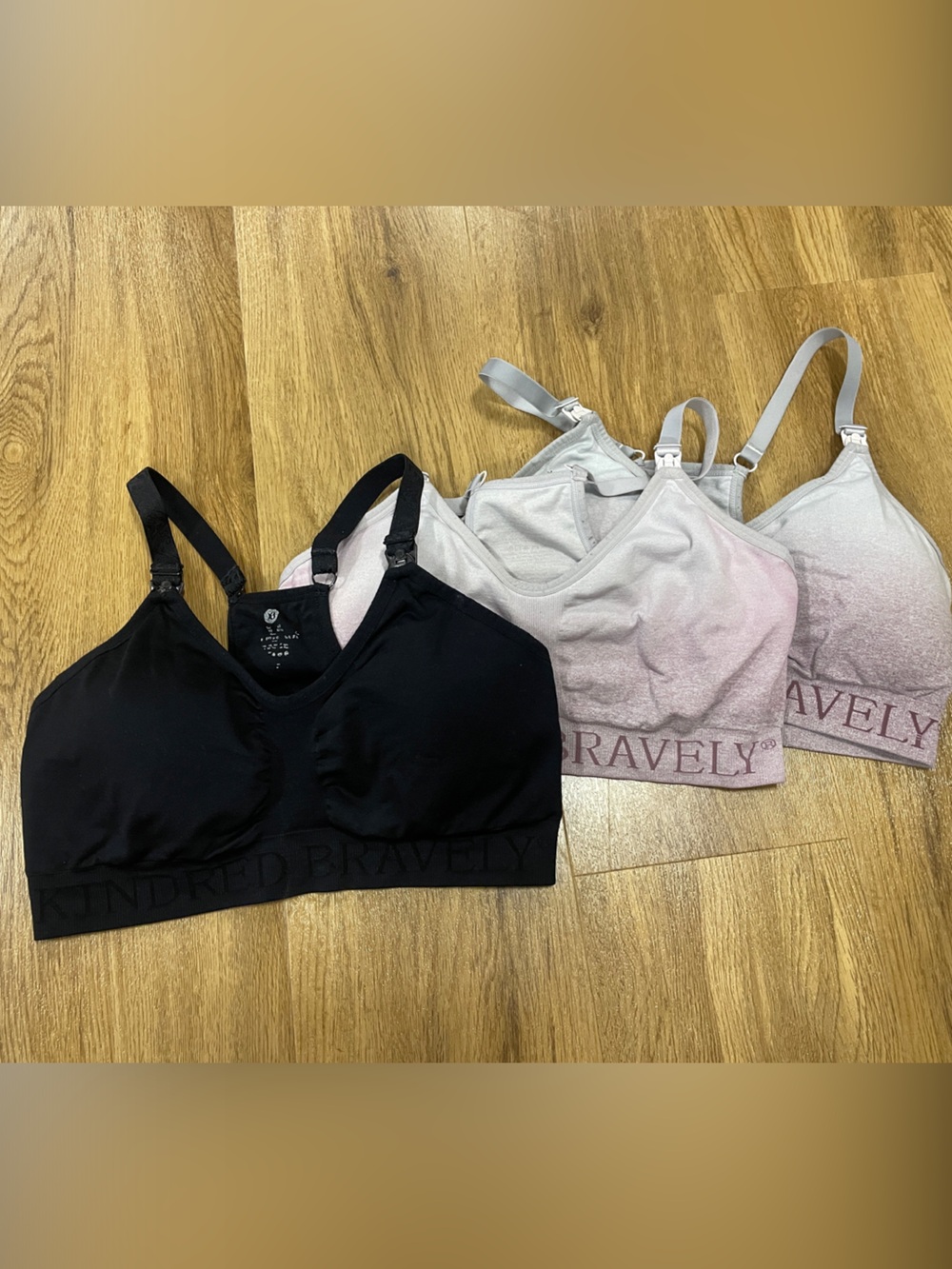 Kindred Bravely Nursing Bras - Black and Light Pink Ombre